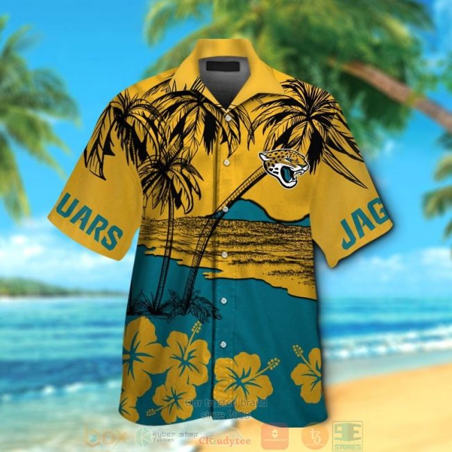 Jacksonville Jaguars Hibiscus Gold Hawaiian Shirt And Shorts - Hot Sale 2025