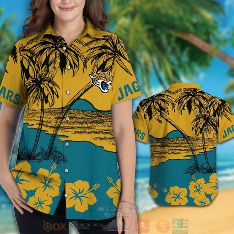 Jacksonville Jaguars Hibiscus Gold Hawaiian Shirt And Shorts - Hot Sale 2025
