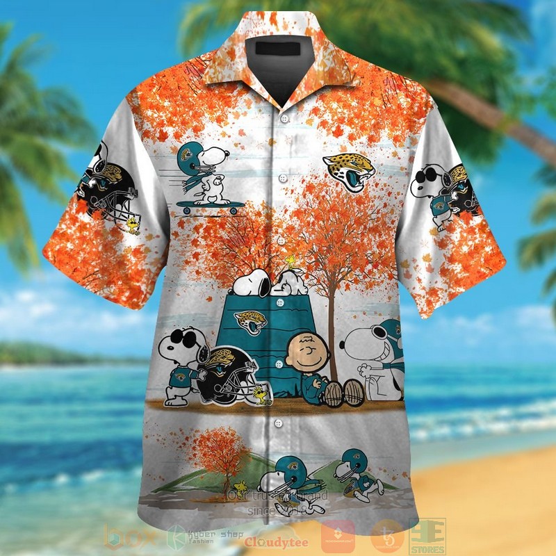 Jacksonville Jaguars Snoopy Charlie Brown Autumn Hawaiian Shirt And Shorts - Hot Sale 2025