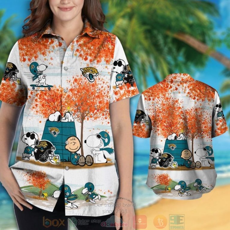 Jacksonville Jaguars Snoopy Charlie Brown Autumn Hawaiian Shirt And Shorts - Hot Sale 2025