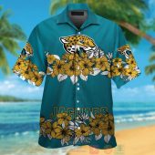 Jacksonville Jaguars Gold Tropical Plants Teal Hawaii Shirt Shorts.jpg - demo10