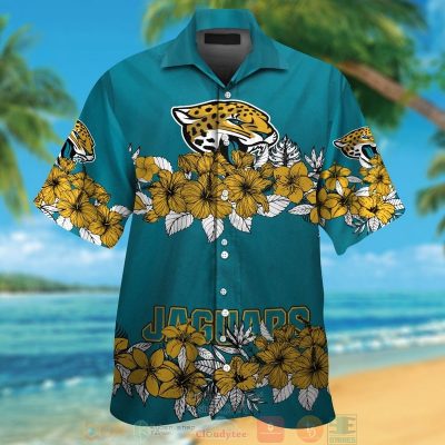 Jacksonville Jaguars Gold Tropical Plants Teal Hawaii Shirt, Shorts - Hot Sale 2025