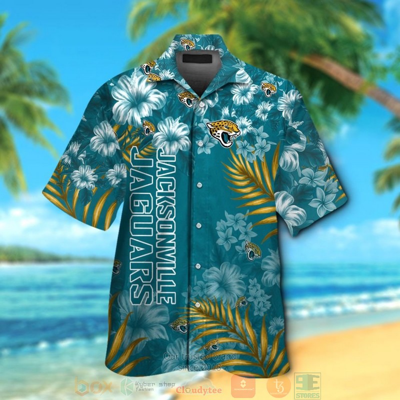 Jacksonville Jaguars Tropical Plants Hibiscus Teal Hawaiian Shirt And Shorts - Hot Sale 2025