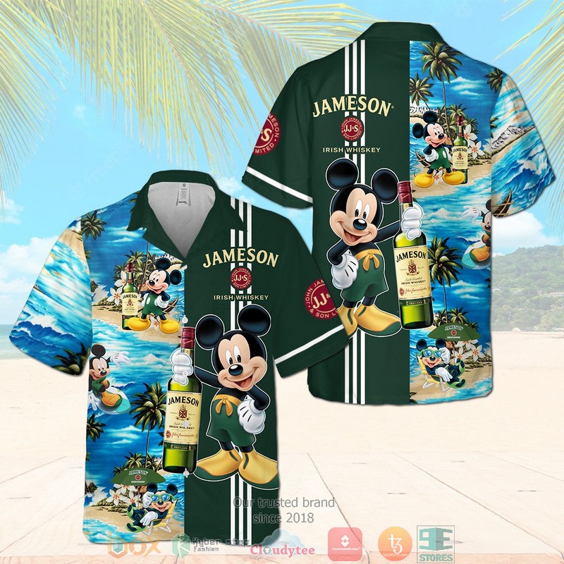 Jameson Irish Whiskey Mickey Mouse On The Beach 3D Hawaiian Shirt, Short - Hot Sale 2025