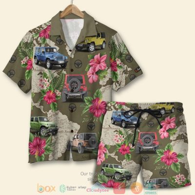 Jeep Tropical Flower Seamless Pattern Hawaiian Shirt, Shorts - Hot Sale 2025