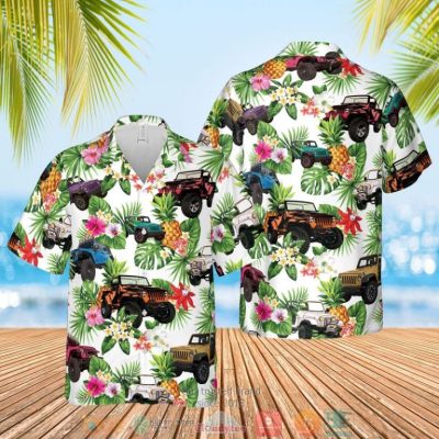 Jeep Pineapple Flowers Hawaiian Shirt, Shorts - Hot Sale 2025