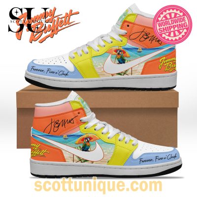 Jimmy Buffett Forever Five O'Clock Nike Air Jordan 1 High Top Sneaker -Soulcals.com