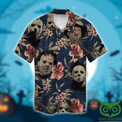 Halloween Michael Myers Jason Voorhees Freddy Krueger Leatherface Combo Hawaiian Shirt Shorts
