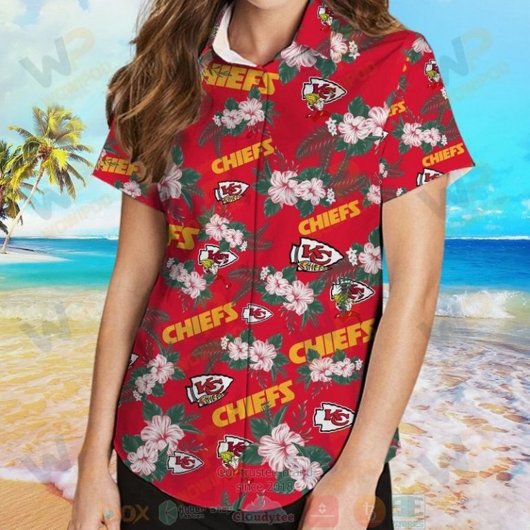 Kansas City Chiefs Hibiscus Hawaiian Shirt And Shorts - Hot Sale 2025