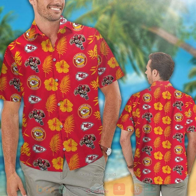 Kansas City Chiefs Logo Hibiscus Yellow Red Hawaii Shirt, Shorts - Hot Sale 2025