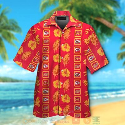 Kansas City Chiefs Logo Yellow Hibiscus Red Hawaiian Shirt And Shorts - Hot Sale 2025