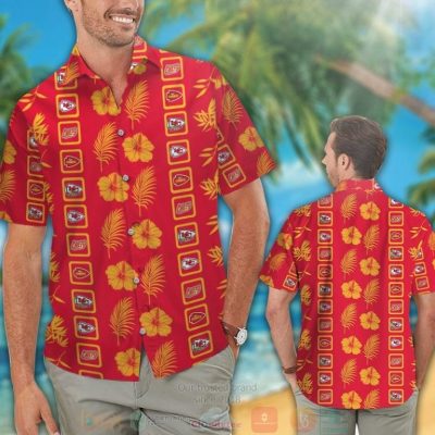 Kansas City Chiefs Logo Yellow Hibiscus Red Hawaiian Shirt And Shorts - Hot Sale 2025