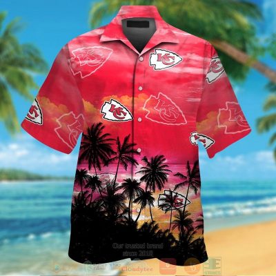 Kansas City Chiefs Palm Tree Red Black Hawaiian Shirt And Shorts - Hot Sale 2025