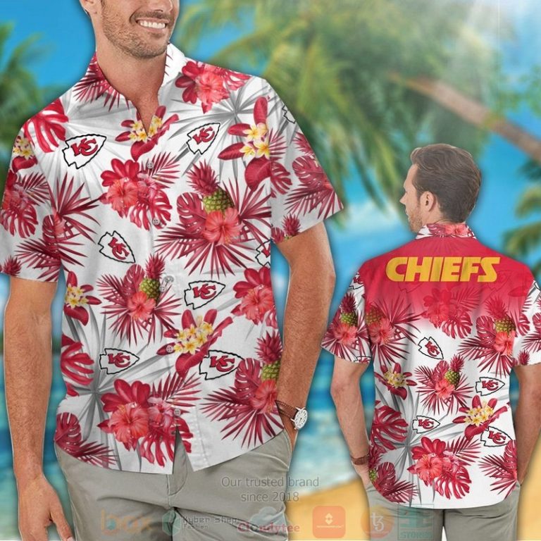 Kansas City Chiefs Pineapple Hibiscus Hawaiian Shirt And Shorts - Hot Sale 2025