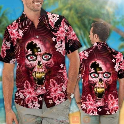 Kansas City Chiefs Skull Hawaiian Shirt And Shorts - Hot Sale 2025