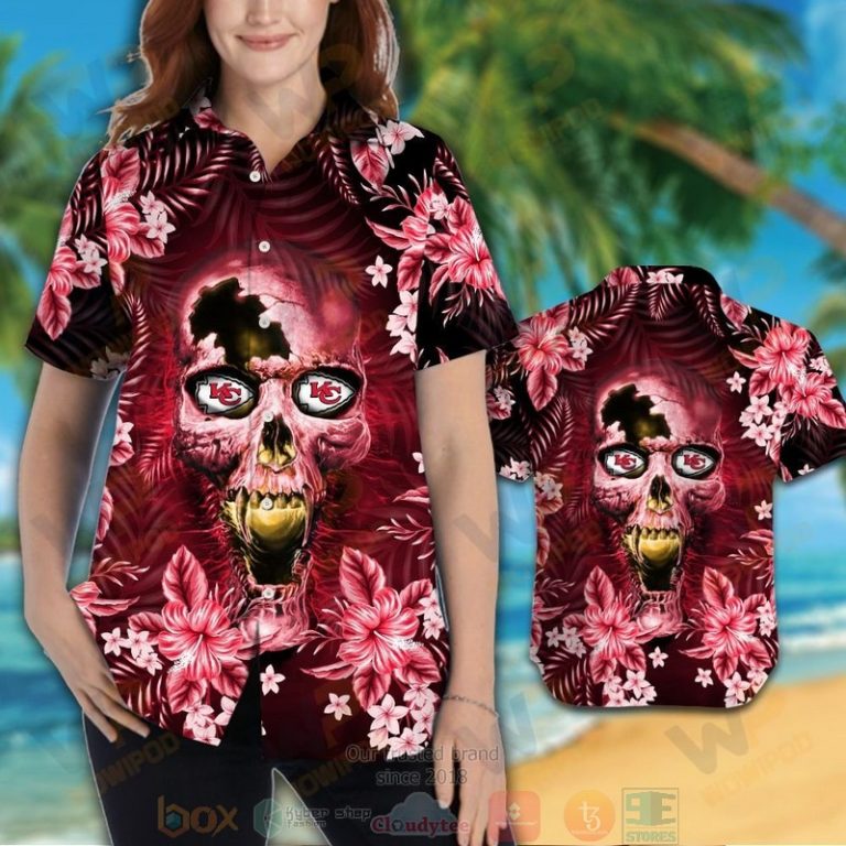 Kansas City Chiefs Skull Hawaiian Shirt And Shorts - Hot Sale 2025