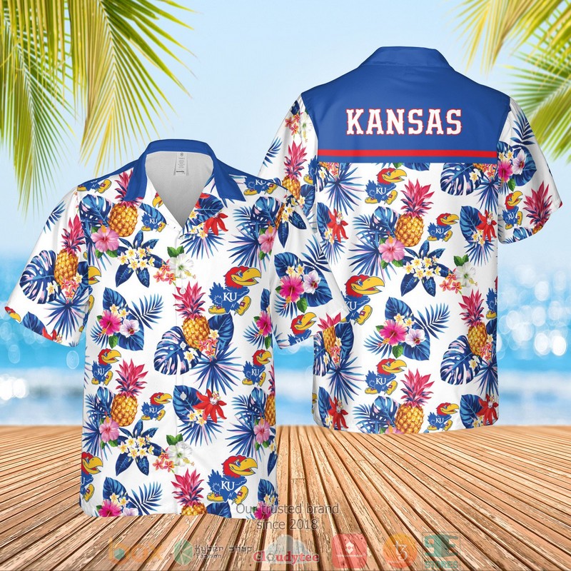 Kansas Jayhawks Men?S Basketball Ncaa Pineapple Blue Hawaiian Shirt, Shorts - Hot Sale 2025
