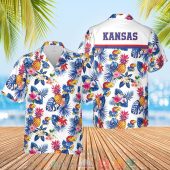 Kansas Jayhawks Mens Basketball Ncaa Pineapple White Hawaiian Shirt Shorts.jpg - demo10