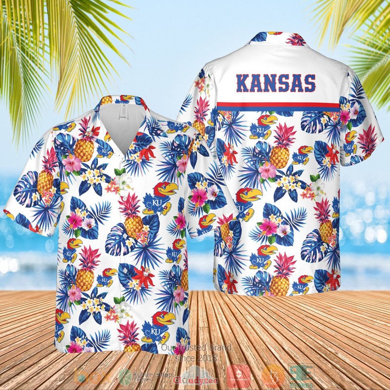 Kansas Jayhawks Men?S Basketball Ncaa Pineapple White Hawaiian Shirt, Shorts - Hot Sale 2025