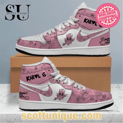 Karol G Pink Nike Air Jordan 1 High Top Sneakers -Soulcals.com