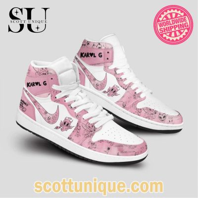 Karol G Pink Nike Air Jordan 1 High Top Sneakers -Soulcals.com