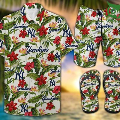 New York Yankees tropical COMBO HAWAII SHIRT SHORTS FLIP FLOPS