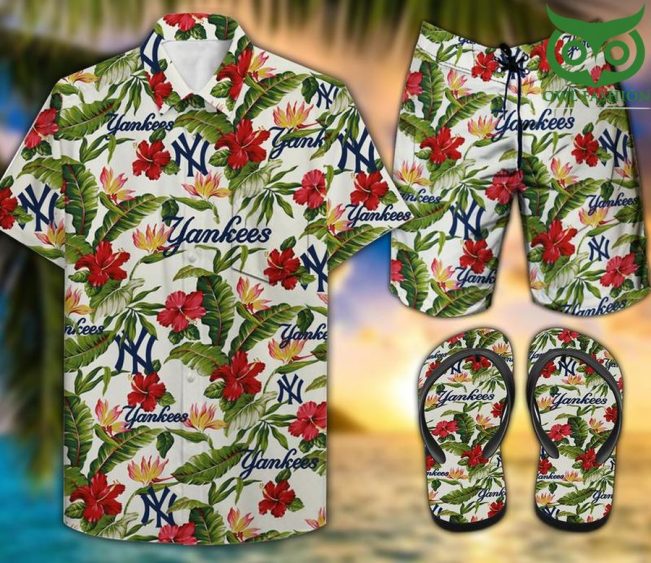 New York Yankees tropical COMBO HAWAII SHIRT SHORTS FLIP FLOPS