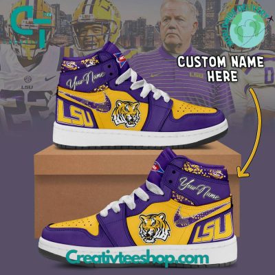 LSU Tigers NCAA Custom Name Air Jordan 1 Sneaker - soulcals.com