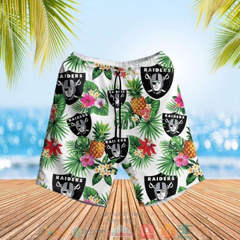 Las Vegas Raiders Nfl Pineapple White Hawaiian Shirt, Shorts - Hot Sale 2025