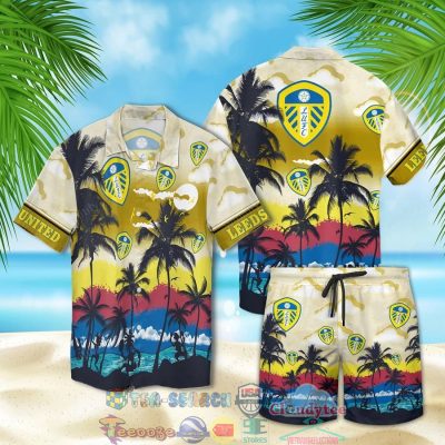 Leeds United Palm Tree Hawaiian Shirt Beach Shorts - Hot Sale 2025