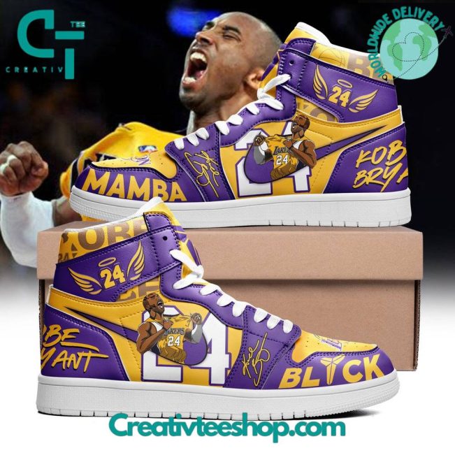 Los Angeles Lakers Kobe Bryant High Top Air Jordan 1 Sneaker - soulcals.com