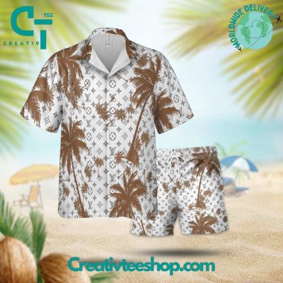 Louis Vuitton "Brown Palm Tree" Summer 2024 Hawaiian Set - Teesmith