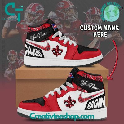 Louisiana State Ragin Cajuns NCAA Custom Name Air Jordan 1 Sneaker - soulcals.com