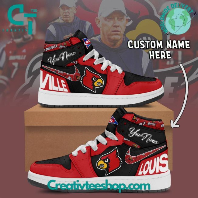 Louisville Cardinals NCAA Custom Name Air Jordan 1 Sneaker - soulcals.com