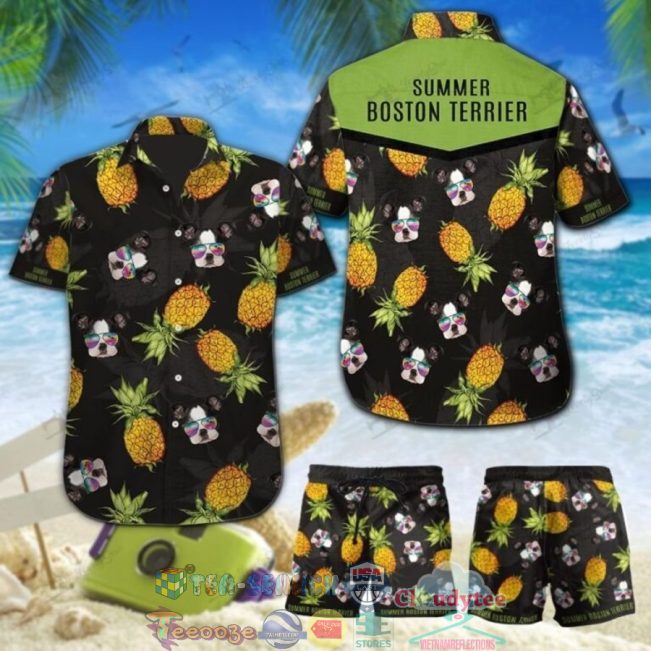 Summer Boston Terrier Pineapple Hawaiian Shirt And Shorts - Hot Sale 2025