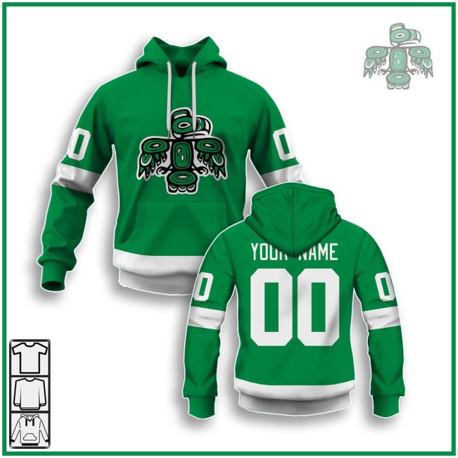 Customize Hoodie, Mask Hoodie Vintage AHL Seattle Totems green 1970 hockey Retro Jersey