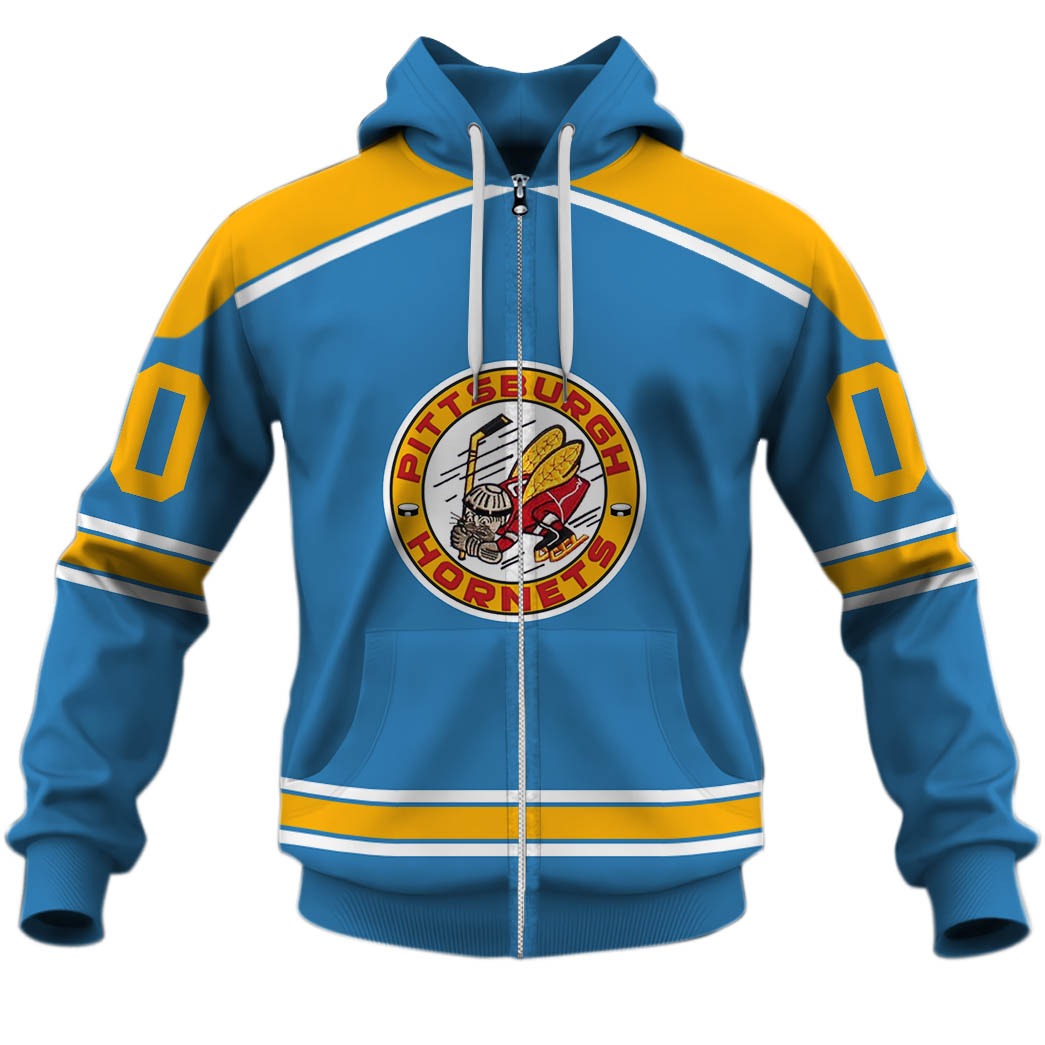 Customize Hoodie, Mask Hoodie Vintage AHL Pittsburgh Hornets 1960 vintage Blue Retro Jersey