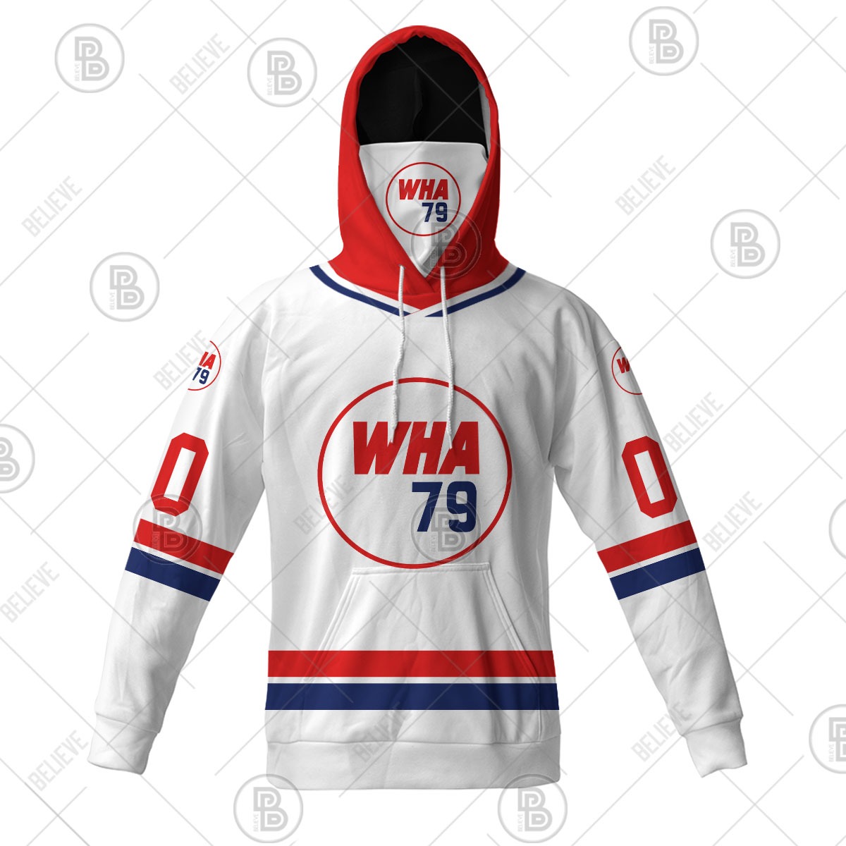 Customize Hoodie, Mask Hoodie Vintage WHA all stars 1979 white mesh retro hockey jersey