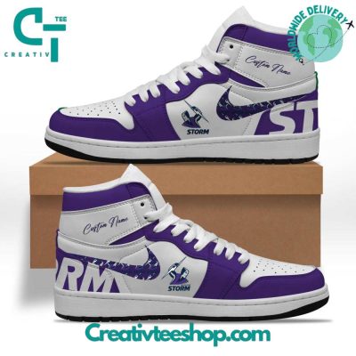 Melbourne Storm NRL Custom Name Air Jordan 1 Sneaker - soulcals.com