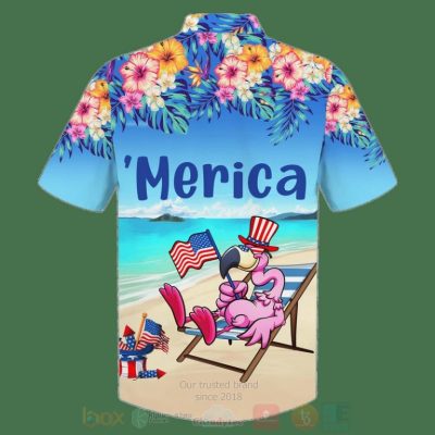 Merica Us Flag Flamingo Hawaiian Shirt, Short - Hot Sale 2025