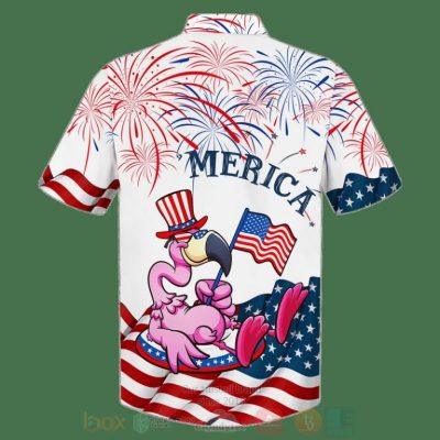 Merica Us Flag Flamingo White Hawaiian Shirt, Short - Hot Sale 2025