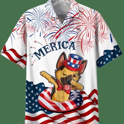 Merica Us Flag German Shepherd Hawaiian Shirt, Short - Hot Sale 2025