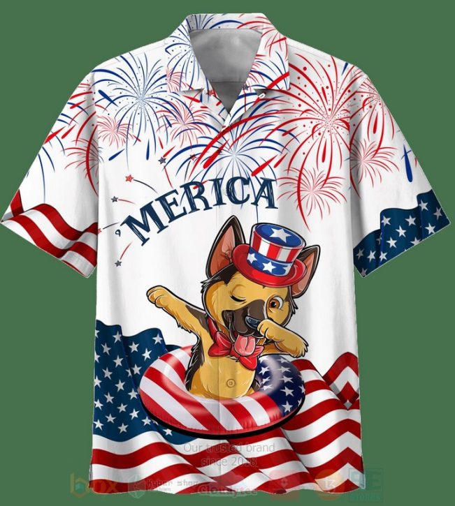 Merica Us Flag German Shepherd Hawaiian Shirt, Short - Hot Sale 2025