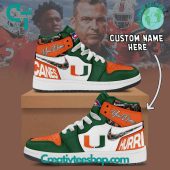Miami Hurricanes NCAA Custom Name Air Jordan 1 Sneaker - soulcals.com