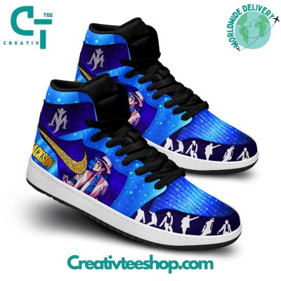 Michael Jackson The King Disco Blue Air Jordan 1 Sneaker - soulcals.com