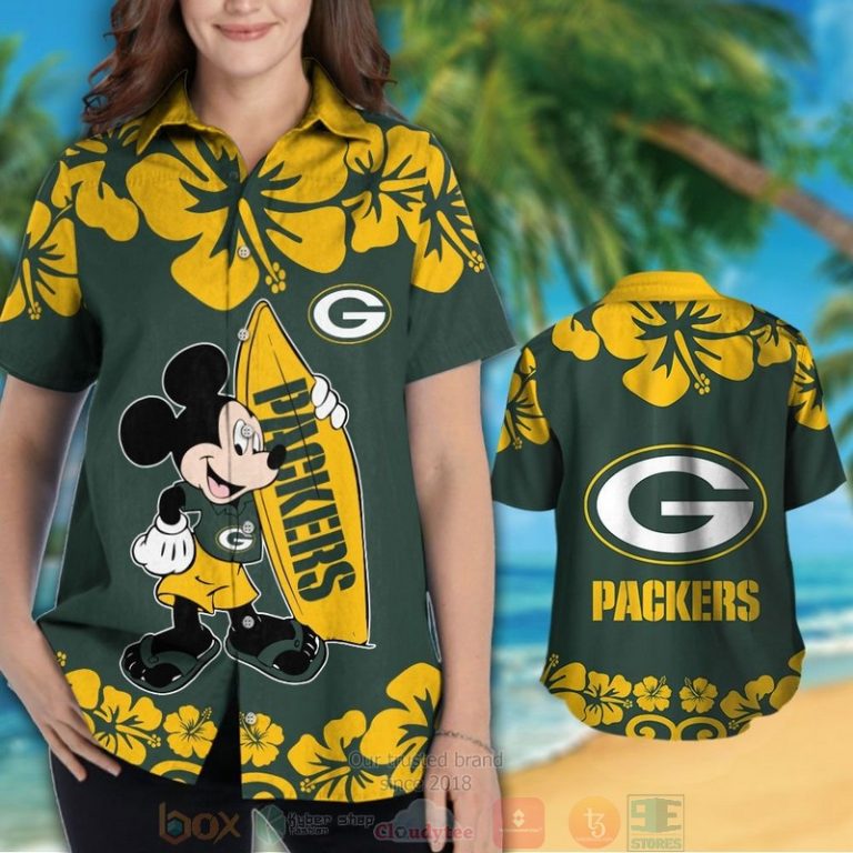 Mickey Mouse Green Bay Packers Hawaiian Shirt And Shorts - Hot Sale 2025