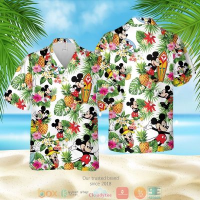 Mickey Mouse Pineapple White Green Hawaiian Shirt, Shorts - Hot Sale 2025