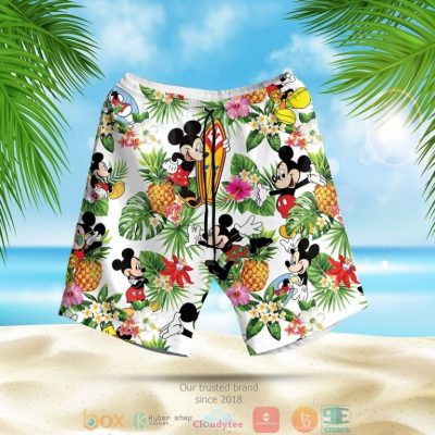 Mickey Mouse Pineapple White Green Hawaiian Shirt, Shorts - Hot Sale 2025