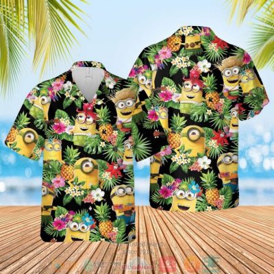 Minions Pineapple Black Green Hawaiian Shirt, Shorts - Hot Sale 2025