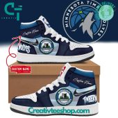 Minnesota Timberwolves NBA Custom Name Air Jordan 1 Sneaker - soulcals.com
